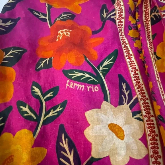 Farm Rio Pink Flower Tapestry Shorts Size M - Picture 3 of 10